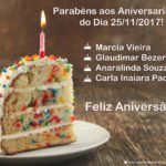 Aniversariantes do Dia 25/11/2017